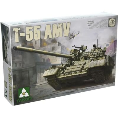 Kit de Modèle de Char Moyen Russe T-55 AMV - Échelle 1:35 - Publicité Kit de Modèle de Char Moyen Russe T-55 AMV - Échelle 1:35 - Publicité