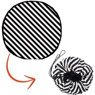 Play&Go Spielzeugteppich - Ø 140 cm - Streifen Black Play&Go Spielzeugteppich - Ø 140 cm - Streifen Black