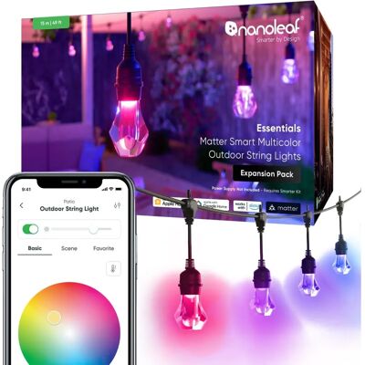 Nanoleaf Essentials Smart Multicolor Outdoor String Light Expansion Pack - 15 M, 55 Lm/Pære 24 W 2700 K - 6500 K Nanoleaf Essentials Smart Multicolor Outdoor String Light Expansion Pack - 15 M, 55 Lm/Pære 24 W 2700 K - 6500 K