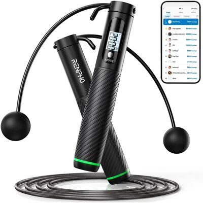 RENPHO Smart Jump Rope - Adjustable, Wireless, LCD Display RENPHO Smart Jump Rope - Adjustable, Wireless, LCD Display