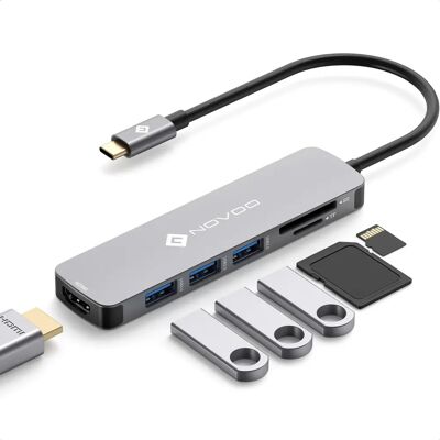 Novoo USB Hub 4K HDMI USB 3.0 MicroSD Lezer Compact Novoo USB Hub 4K HDMI USB 3.0 MicroSD Lezer Compact