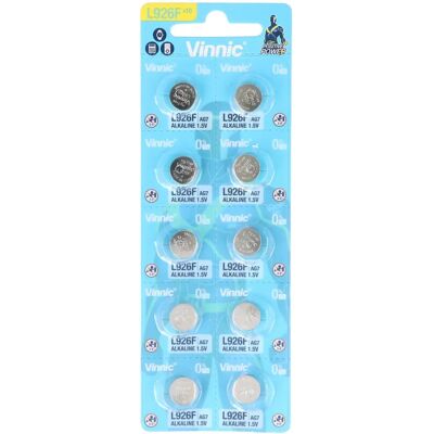 Piles Vinnic G7 / AG7 / LR57 / LR927 - Pack de 10 - Publicité Piles Vinnic G7 / AG7 / LR57 / LR927 - Pack de 10 - Publicité