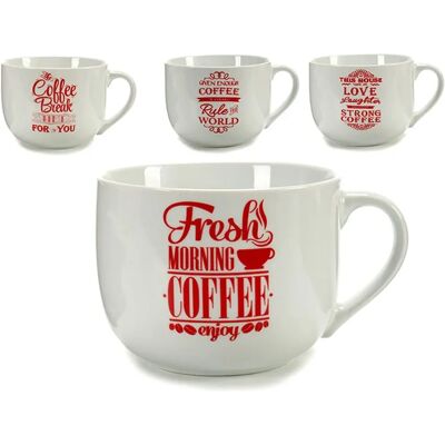 Bigbuy Home Koffiekop Rood Wit 500 ml - Koffiekop Bigbuy Home Koffiekop Rood Wit 500 ml - Koffiekop