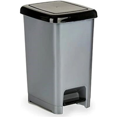 Bigbuy Home Poubelle à pédale noire grise en plastique 25 L - Poubelle Bigbuy Home Poubelle à pédale noire grise en plastique 25 L - Poubelle