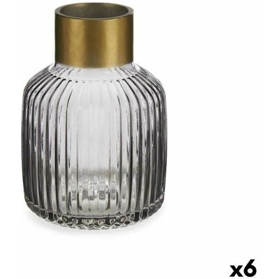 Gift Decor Vaas Strepen Grijs Goud Glas - 6 Stuks Gift Decor Vaas Strepen Grijs Goud Glas - 6 Stuks