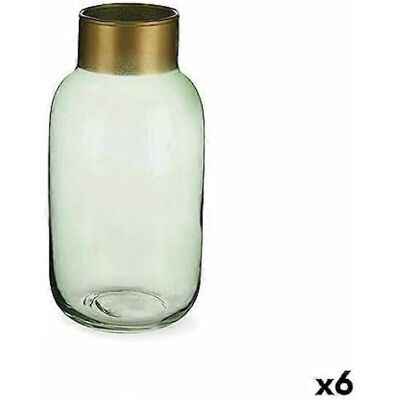 Lyxigt Set med 6 Gröna Gyllene Glasvasar Lyxigt Set med 6 Gröna Gyllene Glasvasar