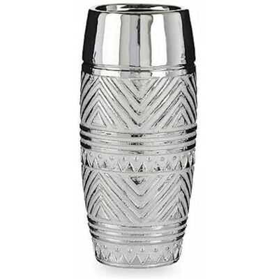 Gift Decor Zilveren Cilinder Gestreepte Vaas - 6 stuks Gift Decor Zilveren Cilinder Gestreepte Vaas - 6 stuks