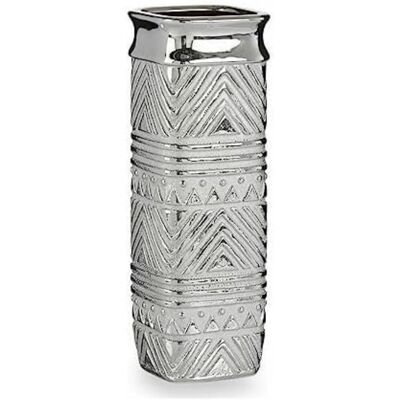 Srebrny Wazon z Ceramiki - 10x30x10 cm Srebrny Wazon z Ceramiki - 10x30x10 cm