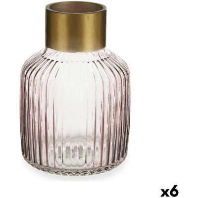 Gift Decor Vaso A Righe Rosa Dorato - Vaso Gift Decor Vaso A Righe Rosa Dorato - Vaso