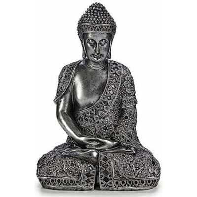 Srebrna Siedząca Figura Buddy - 17cm x 32,5cm x 22cm Srebrna Siedząca Figura Buddy - 17cm x 32,5cm x 22cm