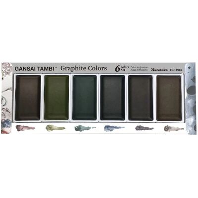 Kuretake Gansai Tambi Graphite Colors - 6 Color Watercolor Set Kuretake Gansai Tambi Graphite Colors - 6 Color Watercolor Set