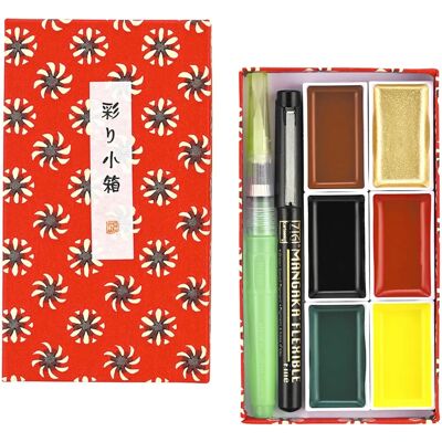 Kuretake Gansai Tambi Watercolor Set - 6 Colors, Japanese Watercolors, Calligraphy, Sumi-e Kuretake Gansai Tambi Watercolor Set - 6 Colors, Japanese Watercolors, Calligraphy, Sumi-e