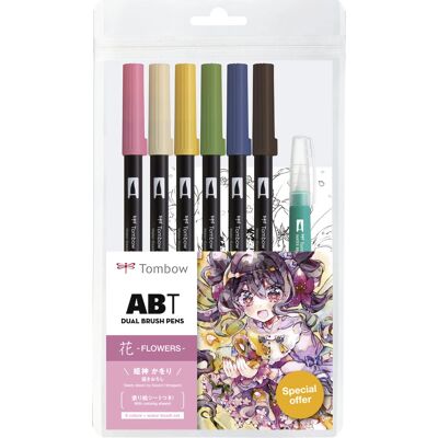 Tombow ABT-6P-MANGA-FLOWER Beige, Bleu, Marron, Vert, Rose, Jaune - Fournitures d'art - Publicité Tombow ABT-6P-MANGA-FLOWER Beige, Bleu, Marron, Vert, Rose, Jaune - Fournitures d'art - Publicité