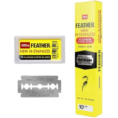 Feather Hi-Stainless Platinum Dobbeltkantede Barberblad - 200 Blader Feather Hi-Stainless Platinum Dobbeltkantede Barberblad - 200 Blader