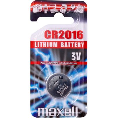 Maxell CR2016 Lithium Manganese Dioxide Batteri - Engangs, 3V, 90mAh Maxell CR2016 Lithium Manganese Dioxide Batteri - Engangs, 3V, 90mAh