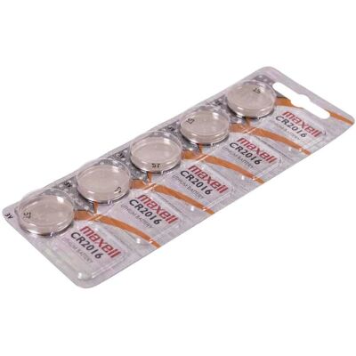 Batteria al litio Maxell CR2016 - 3V, Confezione da 5 Batteria al litio Maxell CR2016 - 3V, Confezione da 5
