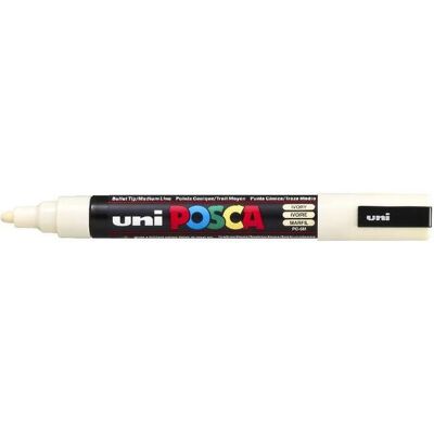 Uni Posca Ivory Marker - 2.5mm Bullet Tip Art Marker - Water-Based Paint Pen - Model PC-5M Uni Posca Ivory Marker - 2.5mm Bullet Tip Art Marker - Water-Based Paint Pen - Model PC-5M
