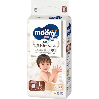 Moony luonnonpuuvillaiset vaipat - 9-14kg - Unisex Moony luonnonpuuvillaiset vaipat - 9-14kg - Unisex