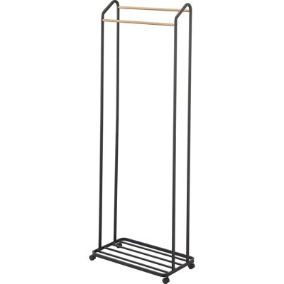 Yamazaki Tower Garderobe mit Rollen - Schwarz - Stahl / Holz Yamazaki Tower Garderobe mit Rollen - Schwarz - Stahl / Holz