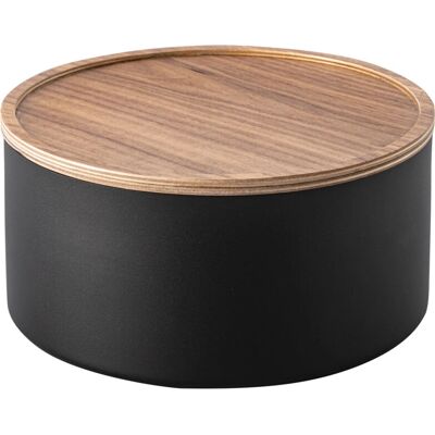 Yamazaki Aufbewahrungsbox - Schwarz - Rund Stahl, Holz - Stauraumlösung Yamazaki Aufbewahrungsbox - Schwarz - Rund Stahl, Holz - Stauraumlösung