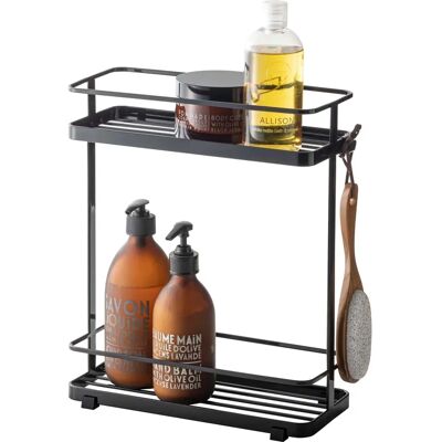 Étagère de salle de bain noire Yamazaki - Organisateur en métal 2 niveaux Étagère de salle de bain noire Yamazaki - Organisateur en métal 2 niveaux