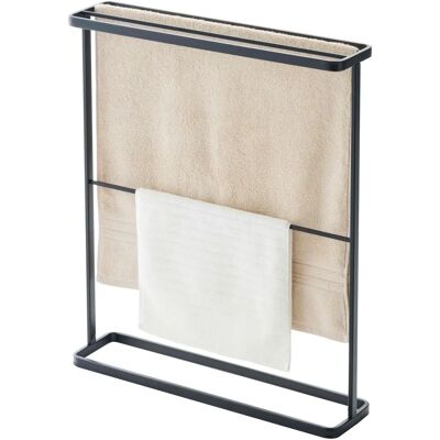 Yamazaki Tour Porte-serviettes en acier noir - Accessoire de salle de bain Yamazaki Tour Porte-serviettes en acier noir - Accessoire de salle de bain