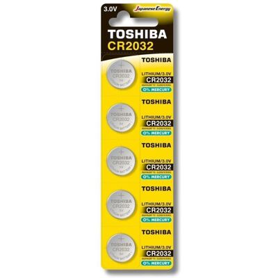 Piles boutons Toshiba CR2032 - 3V, 5 pièces - Publicité Piles boutons Toshiba CR2032 - 3V, 5 pièces - Publicité