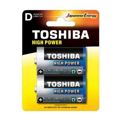 Bateria doméstica Toshiba LR20GCP BP-2 - Pacote com 2 Alcalinas D Bateria doméstica Toshiba LR20GCP BP-2 - Pacote com 2 Alcalinas D