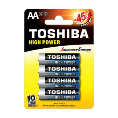 Pilas alcalinas de alta potencia Toshiba AA Pack de 4 - Tipo AA Pilas alcalinas de alta potencia Toshiba AA Pack de 4 - Tipo AA