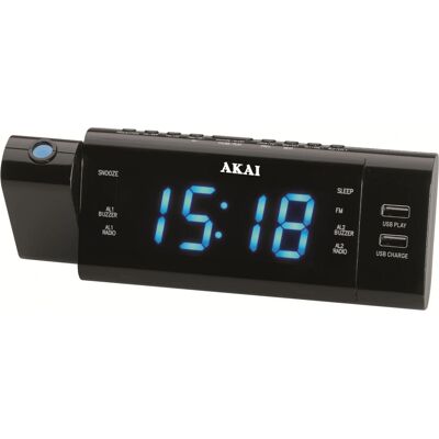 Digitální rádiové hodiny Akai ACR-3888 - Dva USB, Projekce Digitální rádiové hodiny Akai ACR-3888 - Dva USB, Projekce