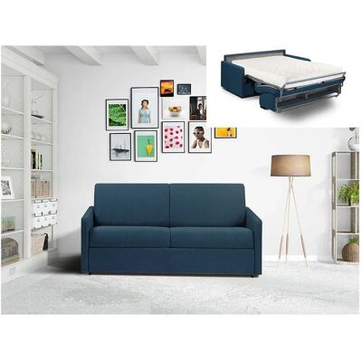 Canapé-Lit Vente-Unique Bleu Foncé - 3 Places, 140cm - Publicité Canapé-Lit Vente-Unique Bleu Foncé - 3 Places, 140cm - Publicité