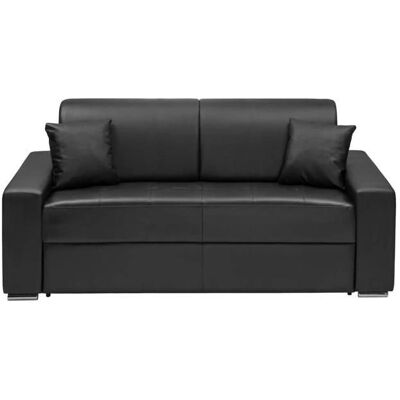 Canapé convertible italien 3 places en similicuir Emir - Noir - Lit 140cm - Publicité Canapé convertible italien 3 places en similicuir Emir - Noir - Lit 140cm - Publicité