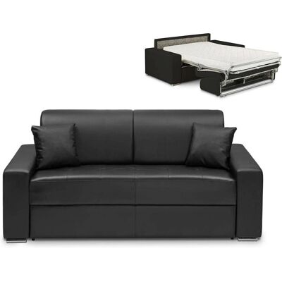 Canapé Convertible Emir de Vente-unique - Cuir synthétique, 3 places, Noir - Publicité Canapé Convertible Emir de Vente-unique - Cuir synthétique, 3 places, Noir - Publicité