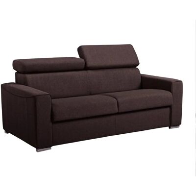 VIZIR 3-Sitzer Stoff-Schlafsofa - Braun - 140cm Lattenrost - 14cm Matratze VIZIR 3-Sitzer Stoff-Schlafsofa - Braun - 140cm Lattenrost - 14cm Matratze