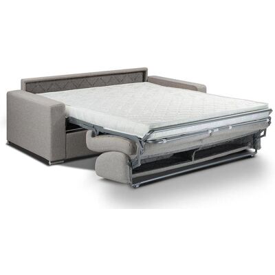 Canapé-lit Vente-unique à ouverture rapide, 3 places, Gris, matelas 140cm - Publicité Canapé-lit Vente-unique à ouverture rapide, 3 places, Gris, matelas 140cm - Publicité