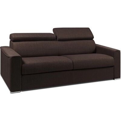 Vente-unique - Canapé convertible 4 places en tissu VIZIR - Marron - Lit de 160 cm - Matelas en mousse à mémoire 18 cm - Publicité Vente-unique - Canapé convertible 4 places en tissu VIZIR - Marron - Lit de 160 cm - Matelas en mousse à mémoire 18 cm - Publicité