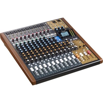 Mélangeur analogique Tascam Model 16 - 16 canaux, 20Hz-30kHz - Noir, Or, Bois - Publicité Mélangeur analogique Tascam Model 16 - 16 canaux, 20Hz-30kHz - Noir, Or, Bois - Publicité
