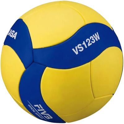 Ballon de Volleyball Jaune/Bleu Mikasa - Modèle VS123WL - Taille réglementaire - Publicité Ballon de Volleyball Jaune/Bleu Mikasa - Modèle VS123WL - Taille réglementaire - Publicité