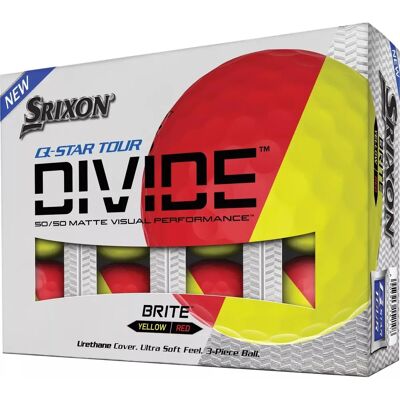 Balle de golf Srixon Q-Star Tour Divide - Unisexe Jaune Rouge - Publicité Balle de golf Srixon Q-Star Tour Divide - Unisexe Jaune Rouge - Publicité