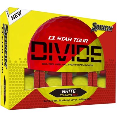 Srixon - Boules de golf Q Star Tour Divide 2024 - Jaune/Rouge - Publicité Srixon - Boules de golf Q Star Tour Divide 2024 - Jaune/Rouge - Publicité