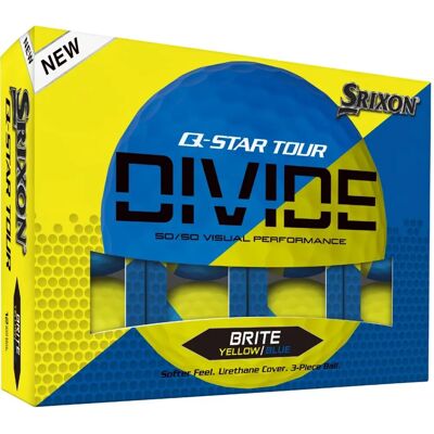 Srixon - Balles de golf Q-Star Tour Divide 2024 - Jaune/bleu - Balles de golf - Publicité Srixon - Balles de golf Q-Star Tour Divide 2024 - Jaune/bleu - Balles de golf - Publicité