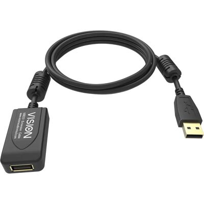 Vision TC 5MUSBEXT+/BL - USB-Verlängerungskabel - 5m - Aktiv Booster - Schwarz Vision TC 5MUSBEXT+/BL - USB-Verlängerungskabel - 5m - Aktiv Booster - Schwarz