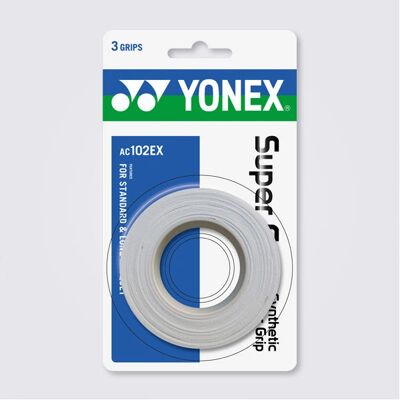 YONEX AC102EX - Surgrip blanc (3 pièces) pour badminton, squash, tennis YONEX AC102EX - Surgrip blanc (3 pièces) pour badminton, squash, tennis