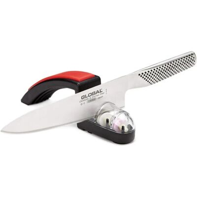 Global G-22230BR 20cm Kochmesser - Set mit Schärfer inklusive Schärfer Global G-22230BR 20cm Kochmesser - Set mit Schärfer inklusive Schärfer