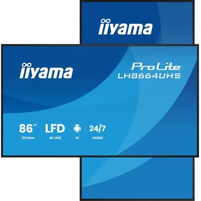 iiyama LH8664UHS-B3AG 85,6" 4K Signage Display - IPS, Wi-Fi, Android iiyama LH8664UHS-B3AG 85,6" 4K Signage Display - IPS, Wi-Fi, Android