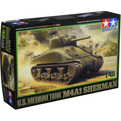 Modèle Réduit Tamiya Char Sherman M4A1 de l’Armée Américaine - 1/48 Modèle Réduit Tamiya Char Sherman M4A1 de l’Armée Américaine - 1/48