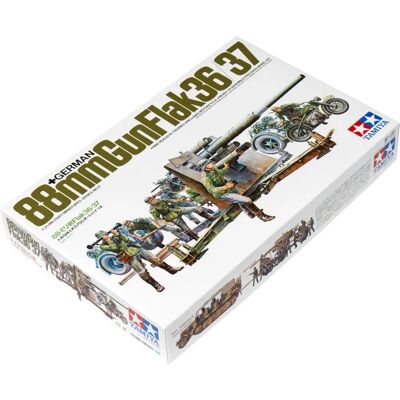 Kit de Modelo de Canhão Alemão 88mm Tamiya - Escala 1:35 WWII Kit de Modelo de Canhão Alemão 88mm Tamiya - Escala 1:35 WWII