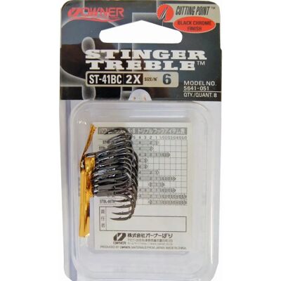 Owner ST-41 Treble Hooks - Schwarz Chrome Größe 6 Owner ST-41 Treble Hooks - Schwarz Chrome Größe 6