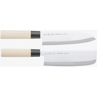 Satake Houcho Knivsæt med Santoku & Nakiri - Sølv Satake Houcho Knivsæt med Santoku & Nakiri - Sølv