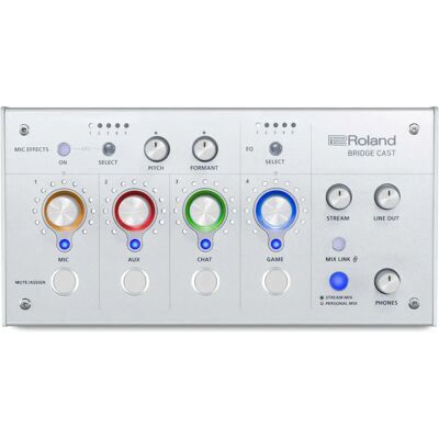 Roland Bridge Cast - Mixer de Jeu Blanc Glacé - Interface Audio pour Console de Jeu Roland Bridge Cast - Mixer de Jeu Blanc Glacé - Interface Audio pour Console de Jeu
